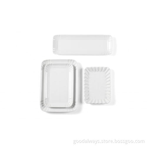 Embossed Porcelain Square Serving Plates
